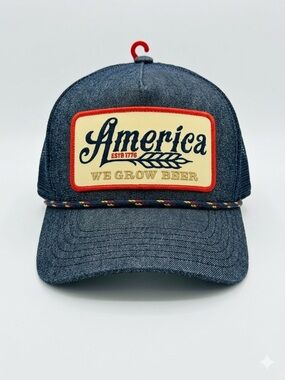 Rural Cloth America We Grow Beer Trucker Hat Mesh Snapback Cap Navy